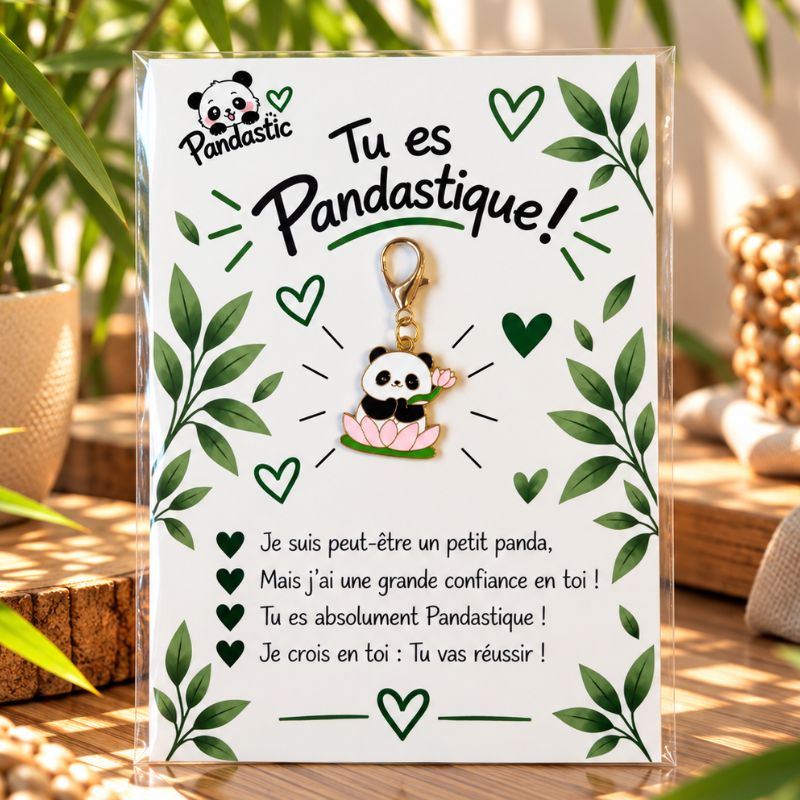 Porte clé panda et fleur de lotus