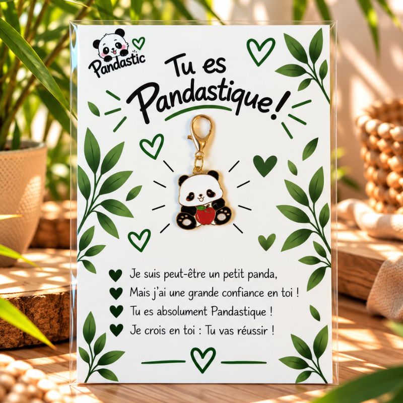 Porte clé panda et pomme